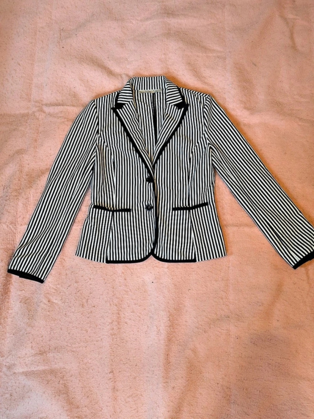 Zara Striped Blazer in Black & White Like New